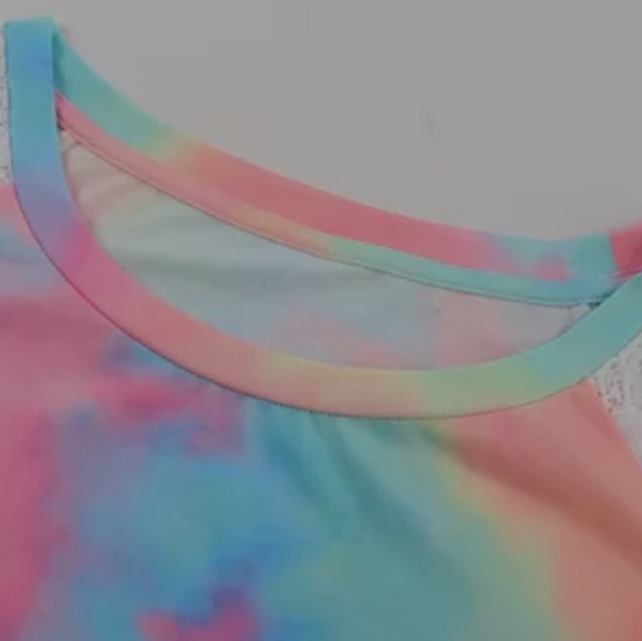 Bright Tie-dye Crochet Raglan Tee - Picture 4 of 12